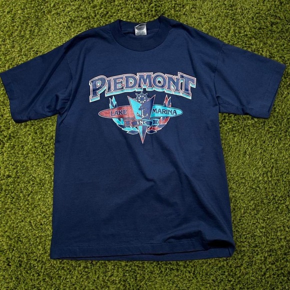 Vintage Single Stitch Piedmont Lake Marina T-Shirt - Picture 1 of 5